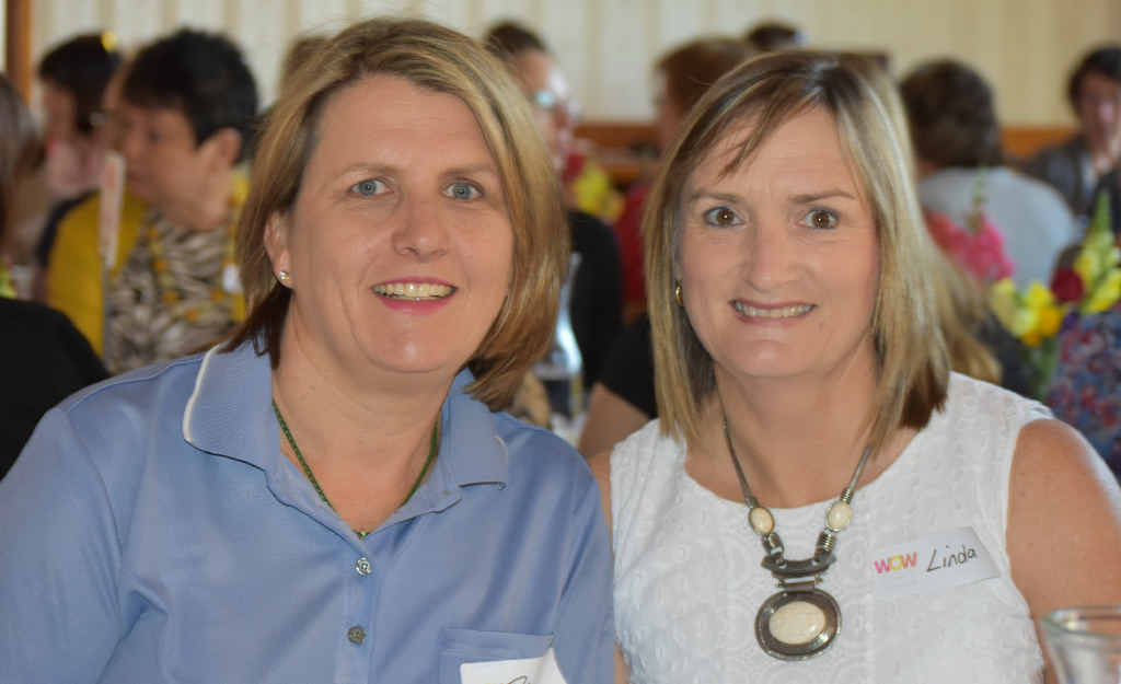 Robyn Cameron and Linda Coombes catch up at the breakfast last week. Robyn Cameron and Linda Coombes catch up at the breakfast last week.